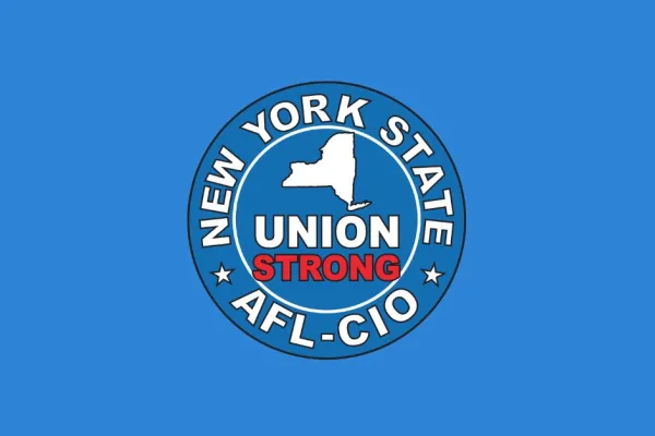 nys afl-cio logo with blue background